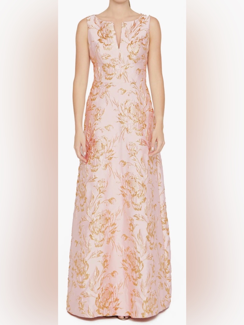 NEW Kay Unger Guilietta Jacquard sleeveless blush pink Gown Sz 12